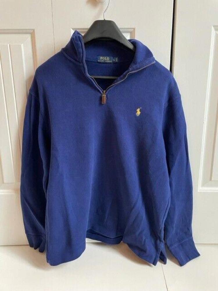 Men’s Polo Ralph Lauren Blue Quarter Zip Pullover Sweater Size Large